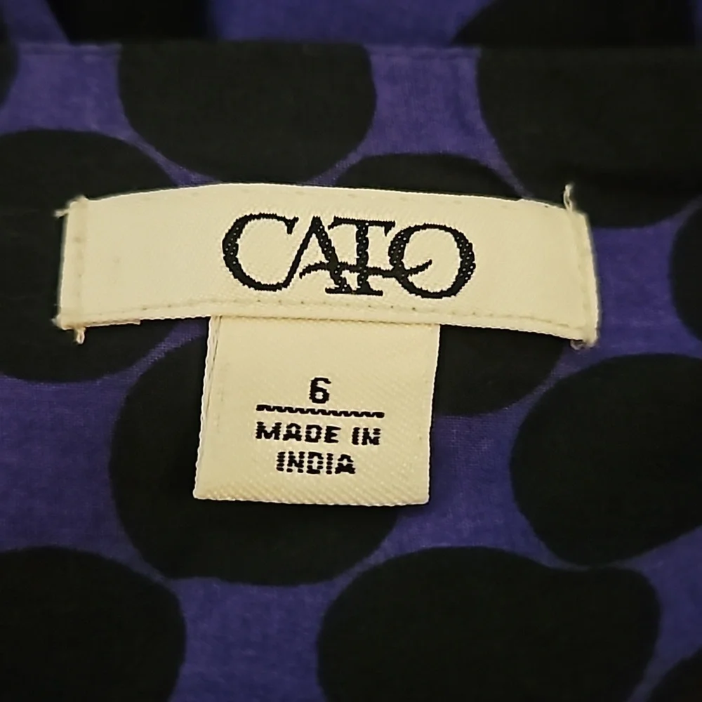VTG CATO 1990s Purple and Black Polka Dot Pleated Circle Skirt